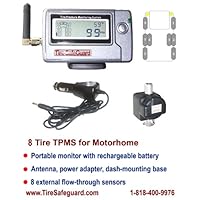 8 Tire RV Flow-Through Sensor Tire Pressure Monitoring System