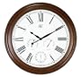 River City Clocks 30 Inch Cherry Finished Wood Wall Clock with Hygrometer, Thermometer, and Second Hand - Model # L201-30