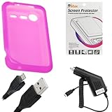 GTMax Hot Pink Soft Rubber Silicone Skin Protector Cover Case + Clear LCD S ....