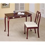 Cherry finish queen anne writing desk and chair set.