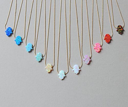 Opal Hamsa necklace. Gold filled \ Sterling silver chain.