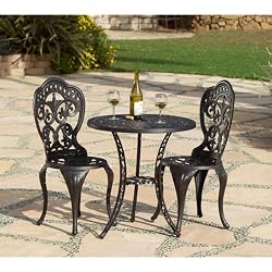 Fiesta Outdoor Patio 3 Pc Cast Aluminum Bistro Set - Table & 2 Chairs