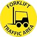 NMC WFS20 Walk On Floor Sign with Graphic, "FORKLIFT TRAFFIC AREA", 17" Diameter, Pressure Sensitive Vinyl, Black On Yellow