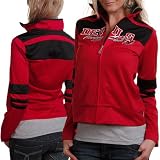 NHL Reebok New Jersey Devils Ladies Red-Black Striped Hockey Club Full Zip Track Jacket (Small)