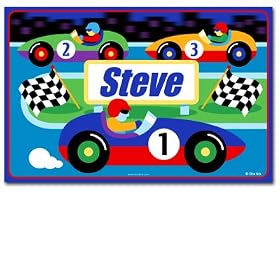 Olive Kids Vroom Bedding Coordinating Personalized Placemat by Kids Bedding