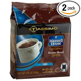 Maxwell House Cafe Collection House Blend Coffee (Medium), 16-Count T-Discs for Tassimo Coffeemakers (Pack of 2) [Amazon Frustration-Free Packaging]