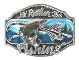 Pewter Belt Buckle - I'd Rather Be Fishing