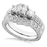 14k White Gold 1.00ctw Round Brilliant Cut Diamond Wedding Ring Set (HI/I1)
