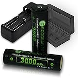 18650 Batteries with Dual Channel Charger: 2Pcs 3.7V 18650 3000mah Rechargeable Lithium Batteries (2 Batteries) + Dual Channel Charger + Free Battery Storage Case