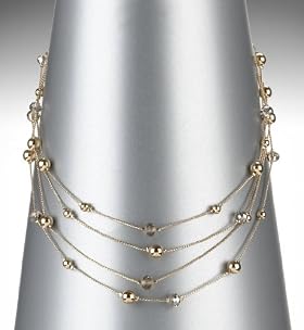 Gold Plated Multi Strand Diamanté Collar Necklace