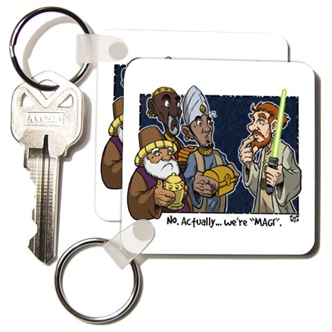 Tim Ellis Cartoon about Christmas Magi and Starwars Jedi - Set Of 2 Key Chains