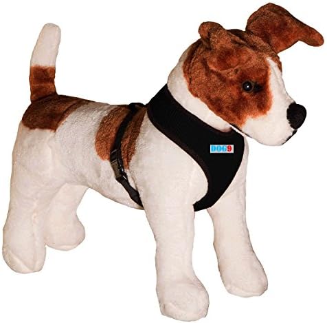 DogNine Mesh Dog Harness - Comfortable Dog Vest, No-Choke Soft Harness (Black, Large)