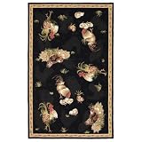 Accents Black Roosters Hooked Area Rug Size: 8 x 10