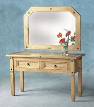 'CORONA MEXICAN' DISTRESSED WAXED SOLID PINE CONSOLE TABLE WITH 2 DRAWERS ~ BY SECONIQUE