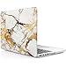 iDOO Matte Rubber Coated Soft Touch Plastic Hard Case for MacBook Pro 13 inch Retina Without CD Drive Model A1425 and A1502 White and Gold Marble