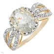 Ring With 2.58ctw Precious Stones - Genuine Diamonds and Amethyst Beautifully Designed in Yellow Gold (Size 7)