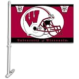 NCAA Wisconsin Badgers Car Flag W Logo with Free Wall Brackett