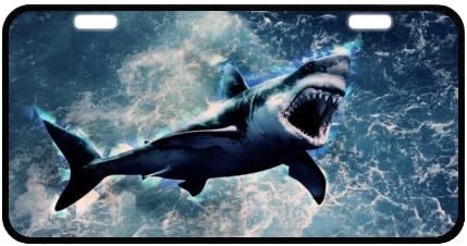 Hot Sale New Custom Funny Shark Cool Metal License Plate Car Decoration License Plate Cover Tag 11.8 X 6.1 inches