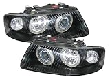 Produkt-Bild: Angel Eyes Scheinwerfer Set, passend f&uuml;r Audi A3 Typ 8L, Mod. Bj. 9/00-3/03, Ausf&uuml;hrung: Klarglas Schwarz.