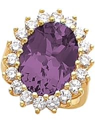 18K Yellow Gold Amethyst and Diamond Ring -- LIFETIME WARRANTY