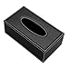 HOMETEK Luxury PU Leather Rectangular Tissue Box Holder Cover Case Tray Pumping for Home Office Car Automotive Black