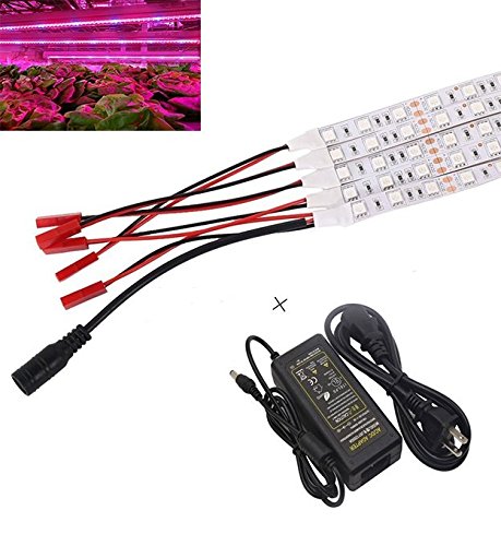 [Pack of 5]eSavebulb Led Grow Light Strips 5W Soft Led Light Bar 30 leds 25Red/5Blue 5050SMD DC 12V Led Grow Light for Indoor Plants Hydroponic System Kit(Adaptor Included)