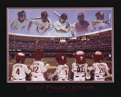 Little Phillies Legends - Carlton, Schmidt, Ashburn, Dykstra, Daulton Art Poster PRINT Harrison Woods 10x8