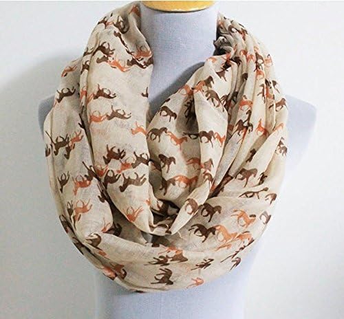 Shalu Circle Infinity Scarf with Animal Print for Horse Lovers (Browns)
