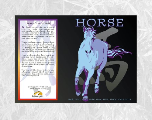 Asian Oriental Chinese Zodiac Poster Year of the Horse: Birth Years 1918 1930 1942 1954 1966 1978 1990 2002 2014
