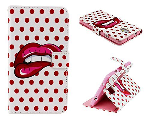 Note 4 Case,Galaxy Note 4 Case, Welity Painting Red lip Art Design PU leather Flip Cover Case for Samsung Galaxy Note 4 and one gift