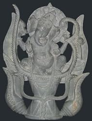 Siddhi Vinayak Ganesha Seated on Trishul-hindu God Stone Sculpture From India 12"