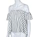Sunward(TM) Women Off Shoulder Stripe Casual Blouse (Medium, White)