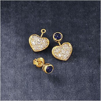 14kt. Gold Heart Shaped Diamond Earring Jackets