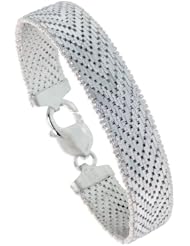Sterling Silver Italian Riccio Bracelet 15-Row 1/2 inch wide, sizes 7 - 8