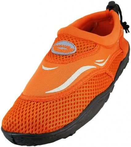 WavePro Women's Water Shoes with Elastic Mesh and Soft Removable Insole, Orange, Size 6 (M) US