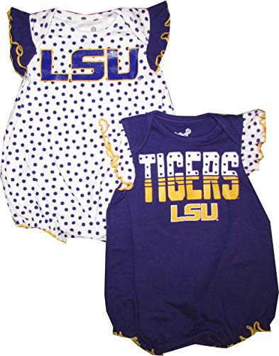 LSU Tigers GIRLS 2pc Creeper Bodysuit Dots Set Infant baby
