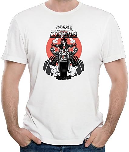 Mens Queens Of The Stone Age - Art Print Rock Band Round Neck Dress Shirt Sports