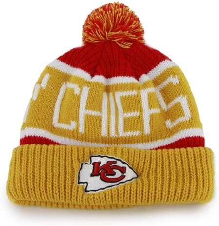 Kansas City Chiefs Torch Red "Calgary" Beanie Hat with Pom - NFL Cuffed Winter Knit Toque Cap