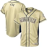 NCAA Georgia Tech Yellow Jackets Youth Fielder Baseball Full Button Jersey - Gold (Small)