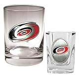 NHL Carolina Hurricanes Rocks Glass & Square Shot Glass Set - Primary Logo