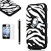 ULAK Zebra Design Combo Black Hard PC and Soft Silicon Case Cover for Apple iPod Touch 4 4th Gen + Stylus