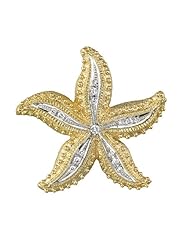 14k Two Tone 0.28 Ctw Diamond Starfish Pendants
