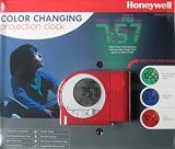 Honeywell Atomic Color Changing Projection Clock with Dual Alarm, Indoor temperature and Calender display, Red