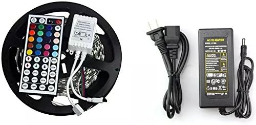 Sankei FG 12V Non-Waterproof 3528 SMD 300LED 5M 16.4FT Flexible LED Strip Lights, LED Tape--RGB Led Strip with 24 key Remote Controller and 12V2A Power Adapter