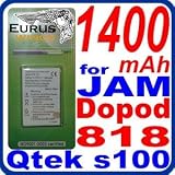 1400mAh Battery for Qtek s100, I-mate JAM, Dopod 818, HTC Magician + HQRP PDA Screen Protector