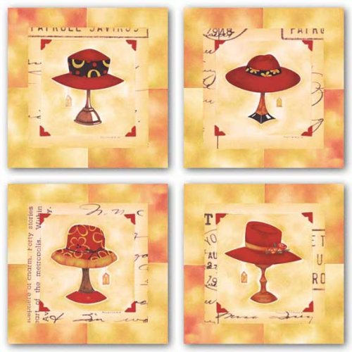 518JcGWQDeL Dressy Casual Fancy Hat Wide Brim Casual Hat Dressy Hat Set by Phyl Schock 8x8 Art Print Poster