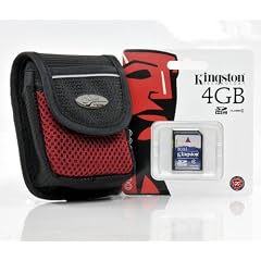 Modische Fototasche, Kameratasche schwarz-rot im Set mit 4 GB SD f�r Samsung ST60,PL80,ES65,PL100,ES60,ES15,PL70,PL51,PL55,WB1000,PL65,PL60,ES55