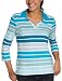 IZOD Women's Long Sleeve Striped Polo,Sunny Turqoise,Large