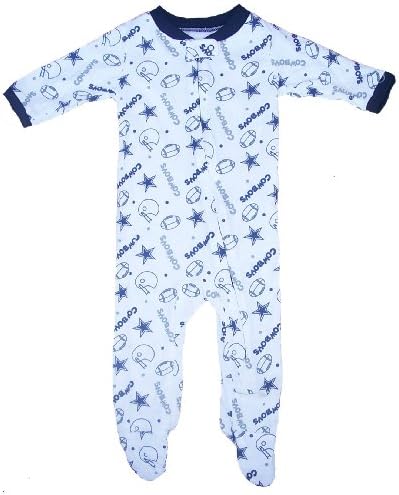 Dallas Cowboys All Over Logos Pajamas Onesie Footed Sleeper Infant Size 6 - 9 Months