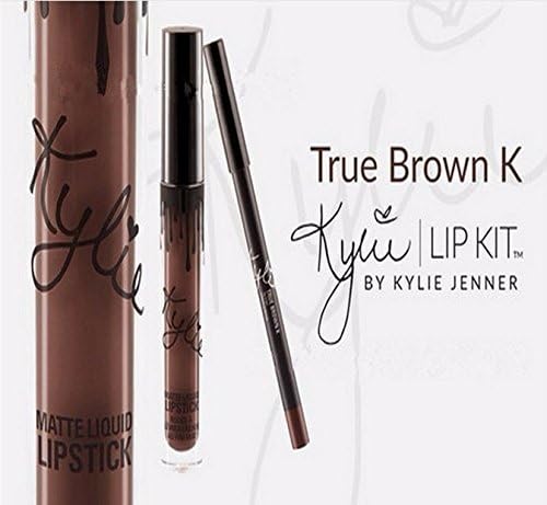 New Female Kylie Long Lasting Lipstick Lip Gloss Liquid Matte Lip Liner Makeup Cosmetic (TRUE BROWNK)